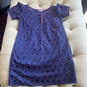 Lilly Pulitzer Blue and White Sheath Dress with Puff Sleeves